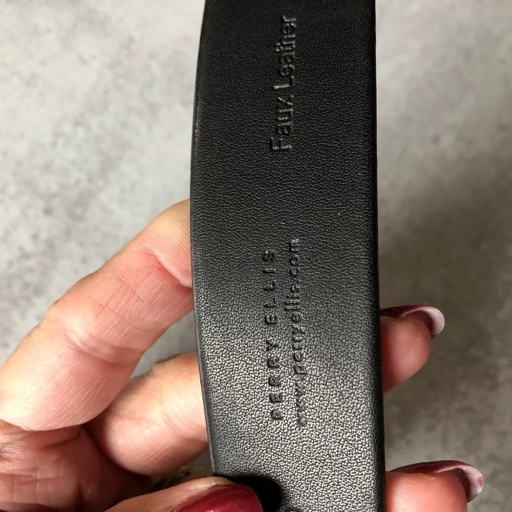 Perry Ellis Dress Belt Portfolio Faux Leather Black 40